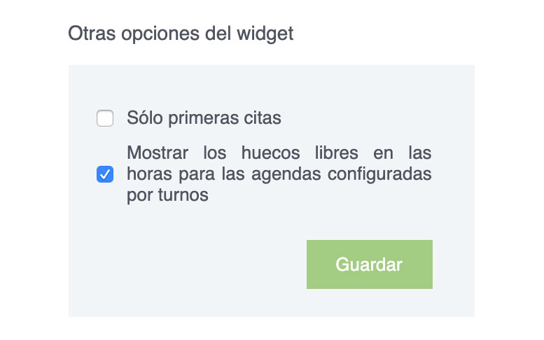 Muestra los plazas disponibles en agendas configuradas por turnos · Programa de reservas online