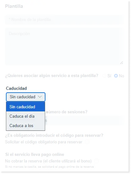 Opciones de caducidad en bonos de sesiones de Bookitit